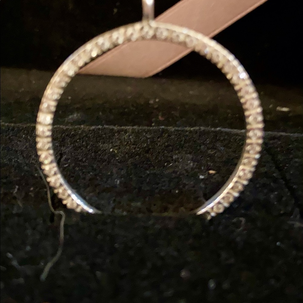 Gorgeous Silver Round Pendant with Clear Stones